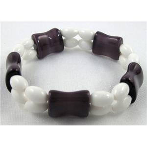 gemstone bracelet, stretchy, 14mm wide, 8 inch length