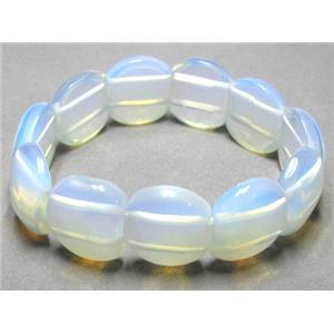 opal stone bracelet, stretchy, 18x20mm, 8 inch length