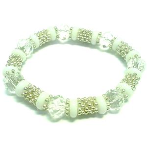 Stretchy Bracelets, chinese crystal bead and alloy snow spacer, 10mm bead, 8 inch length