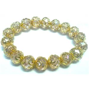 Chinese Crystal Glass Bracelet, stretchy, clear, 10mm bead, 8 inch length