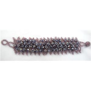 Chinese Crystal glass Bracelet, seed glass bead, approx 35mm wide, 7.5 inch(19cm) length