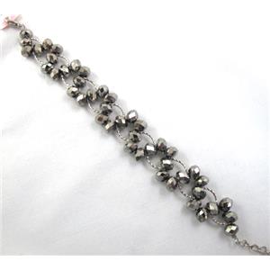 Chinese Crystal glass Bracelet, approx 20mm wide, 7 inch(19cm) length