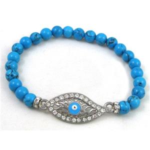 handmade fashion turquoise bracelet, stretchy, 6mm dia, 17.5cm length