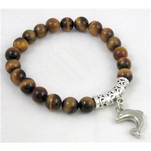 handmade fashion bracelet with tiger eye bead, stretchy, approx 8mm dia, 18cm length