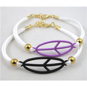 handmade bracelet with suede, enamel alloy, approx 16-18cm length