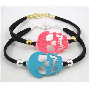 handmade bracelet with suede, enamel alloy bead, approx 16-18cm length