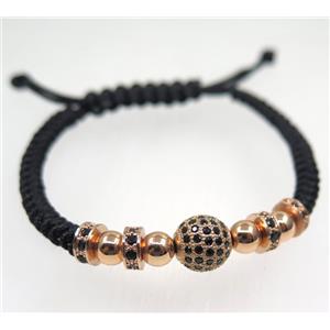 handmade bracelet with ball pave zircon, nylon wire, approx 50-60mm dia