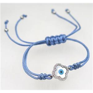 handmade bracelet with Evil eye pave zircon, nylon wire, approx 50-60mm dia