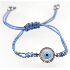 handmade bracelet with Evil eye pave zircon, nylon wire, approx 50-60mm dia