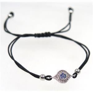 handmade bracelet with eye pave zircon, nylon wire, approx 50-60mm dia