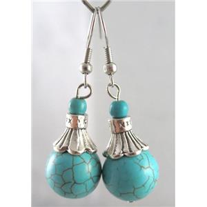 handmade earring with turquoise, copper, alloy bead, approx 30-60mm length