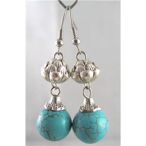 handmade earring with turquoise, copper, alloy bead, approx 30-60mm length