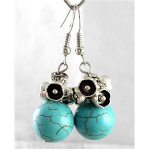 handmade earring with turquoise, copper, alloy bead, approx 30-60mm length