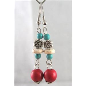 handmade earring with turquoise, copper, alloy bead, approx 30-60mm length