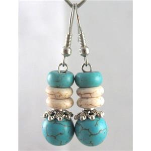 handmade earring with turquoise, copper, alloy bead, approx 30-60mm length