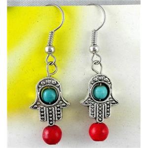 handmade earring with turquoise, copper, alloy bead, approx 30-60mm length