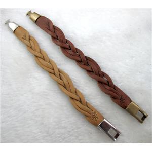 Genuine Leather Bracelet, Mix, 16mm wide, 8 inch length