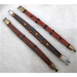 Genuine Leather Bracelet, Mix, 12mm wide, 8 inch length