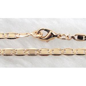 CC-Gold Plated copper necklace, Nickel Free, Lead Free, 3mm wide, 0.5mm thick, 18 inch length