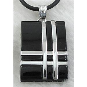 Acrylic Necklace, alloy, rubber cord, 22x32mm, 16 inch length