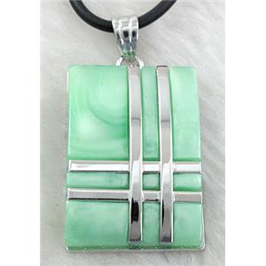 Acrylic Necklace, alloy, rubber cord, 22x32mm, 16 inch length