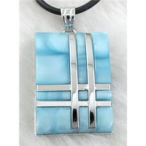 Acrylic Necklace, alloy, rubber cord, 22x32mm, 16 inch length