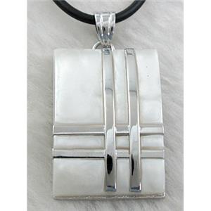 Acrylic Necklace, alloy, rubber cord, 22x32mm, 16 inch length