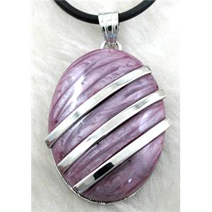 Acrylic Necklace, alloy, rubber cord, 25x35mm, 16 inch length