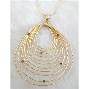 Handcraft Necklace, copper, gold plated, nickel free, lead free, 53x65mm, 16 inch length