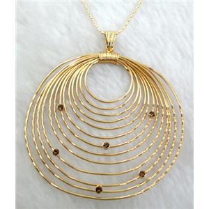 Handcraft Necklace, copper, gold plated, nickel free, lead free, 60mm dia, 16 inch length