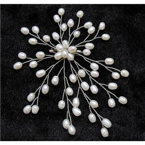 handmade brooch with freshwater pearl beads, approx 89-108mm