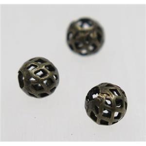 Brass hollow ball bead, Antique bronze, approx 8mm dia