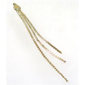 copper tassel pendant with chain, gold plated, approx 1mm thickness, 70-80mm length