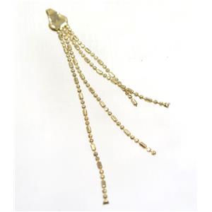 copper tassel pendant with chain, gold plated, approx 1mm thickness, 70-80mm length