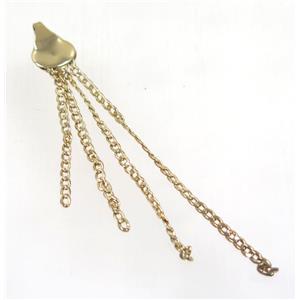 copper tassel pendant with chain, gold plated, approx 2mm thickness, 70-80mm length