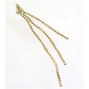 copper tassel pendant with chain, gold plated, approx 1.5mm thickness, 70-80mm length