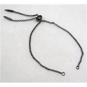 copper bracelet chain, black plated, approx 2mm