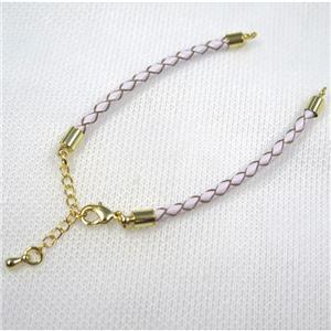 PU leather bracelet with resized chain, approx 3mm