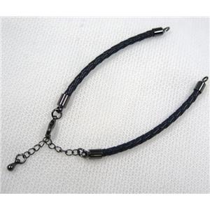 PU leather bracelet with resized chain, approx 3mm