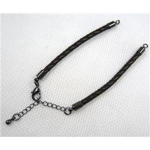 PU leather bracelet with resized chain, approx 3mm