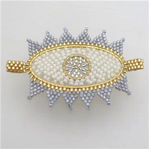 Handcraft eye connector with seed glass beads, approx 38-45mm