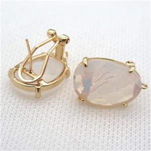 copper clip Earrings with crystal glass, gold plated, approx 15-20mm