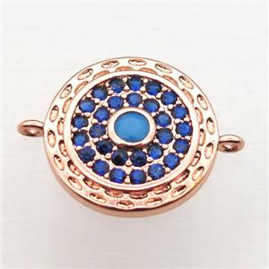 copper circle pendant pave zircon, rose gold, approx 15mm dia