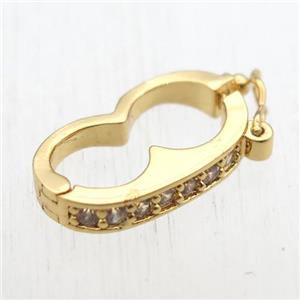 copper clasp paved zircon, gold plated, approx 10-20mm