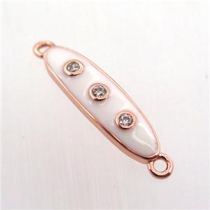 copper oval connector pave zircon with enameling, rose gold, approx 6-22mm