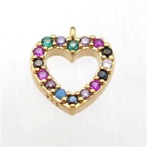 copper heart pendant pave zircon, gold plated, approx 8mm