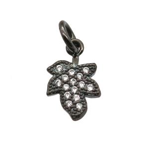 copper leaf pendant paved zircon, black plated, approx 7-10mm