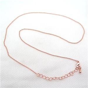 copper Necklace Chain, rose gold, approx 1.2mm dia, 42-48cm length