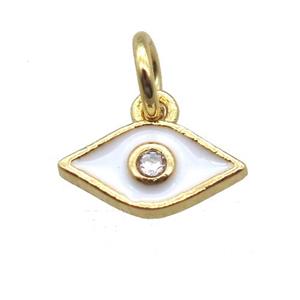 copper eye pendant paved zircon, white enameling, gold plated, approx 5-9mm