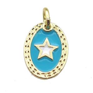 copper oval star connector, enameling, gold plated, approx 9-12mm